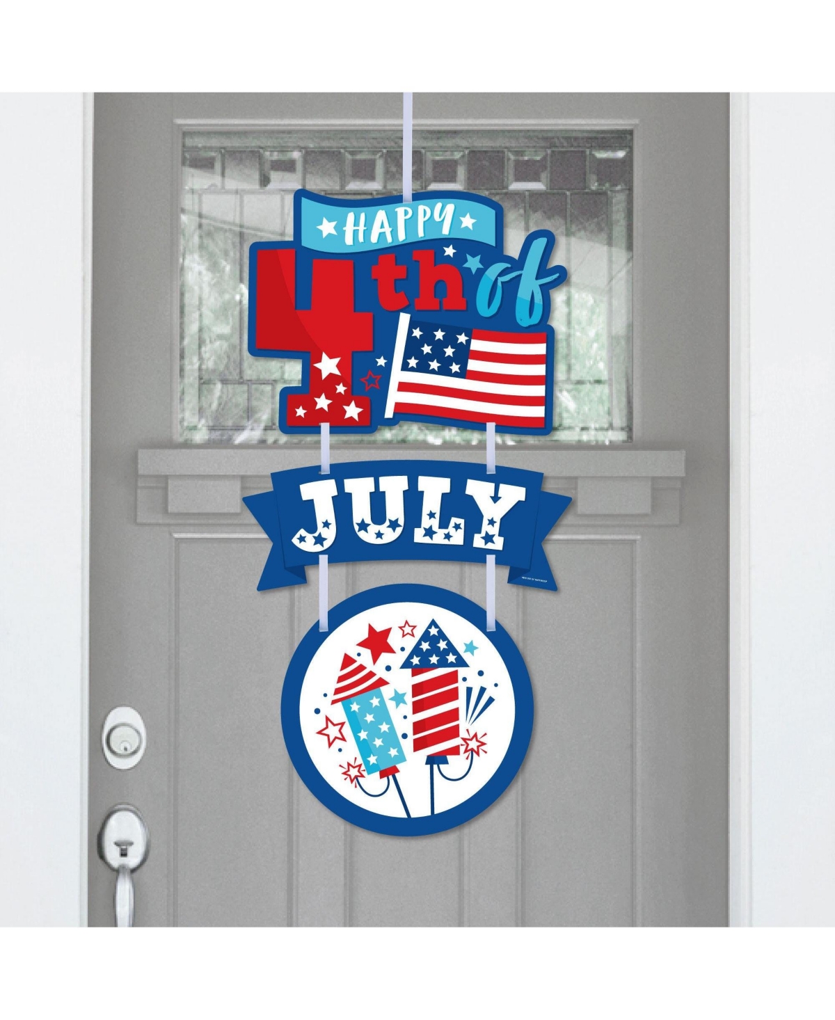 Firecracker 4th of July - Hanging Porch Outdoor Front Door Decor - 3 Piece Sign
