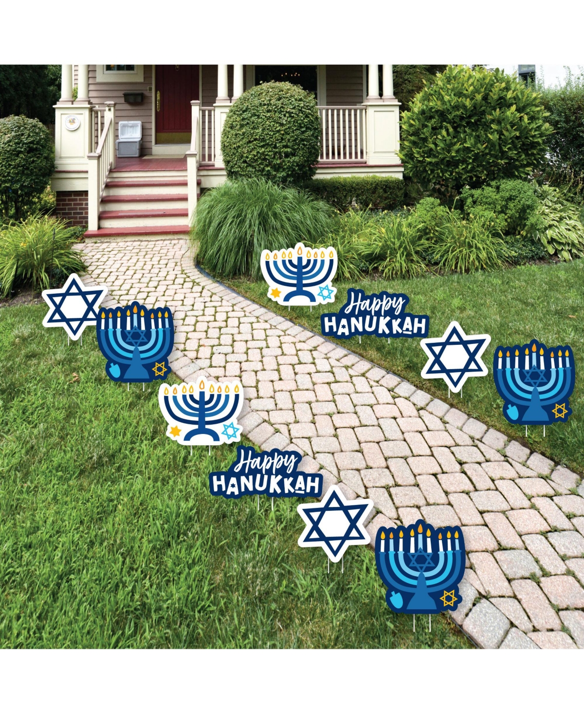 Hanukkah Menorah Outdoor Lawn Chanukah Holiday Party Yard Decorations 10 Pc
