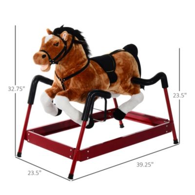 Plush Toddlers Spring Rocking Horse with Realistic Sounds,