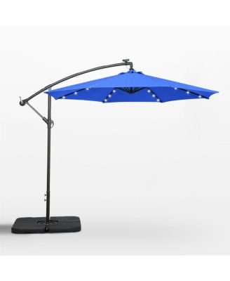 10 Ft Outdoor Solar LED Cantilever Umbrella with Base Weights