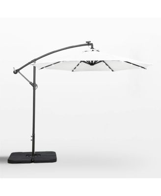 10 Ft Outdoor Solar LED Cantilever Umbrella with Base Weights
