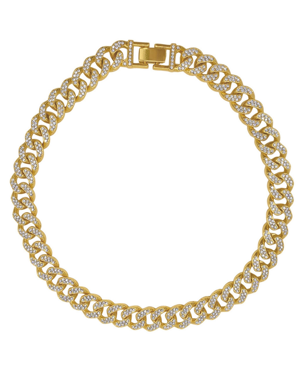 Shop Adornia Women's Gold-tone Plated Crystal Thick Cuban Curb Chain Necklace In Yellow