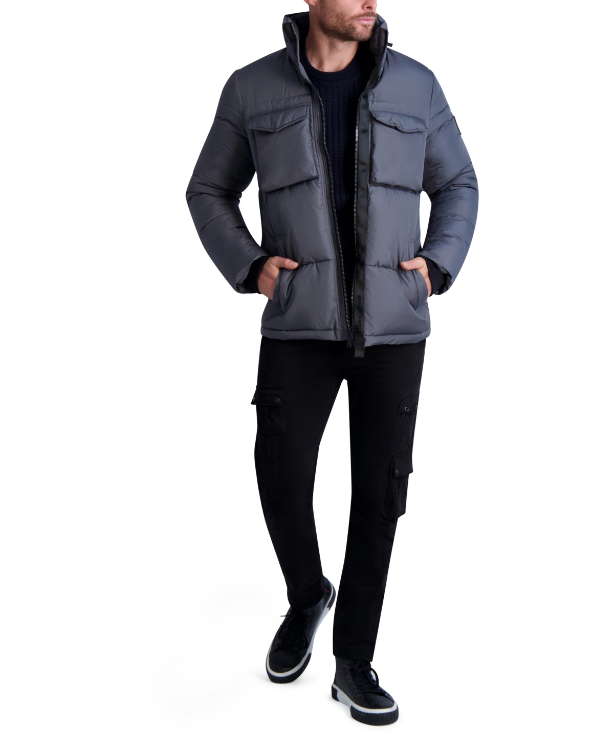 Karl Lagerfeld Quilted Jacket In Gray