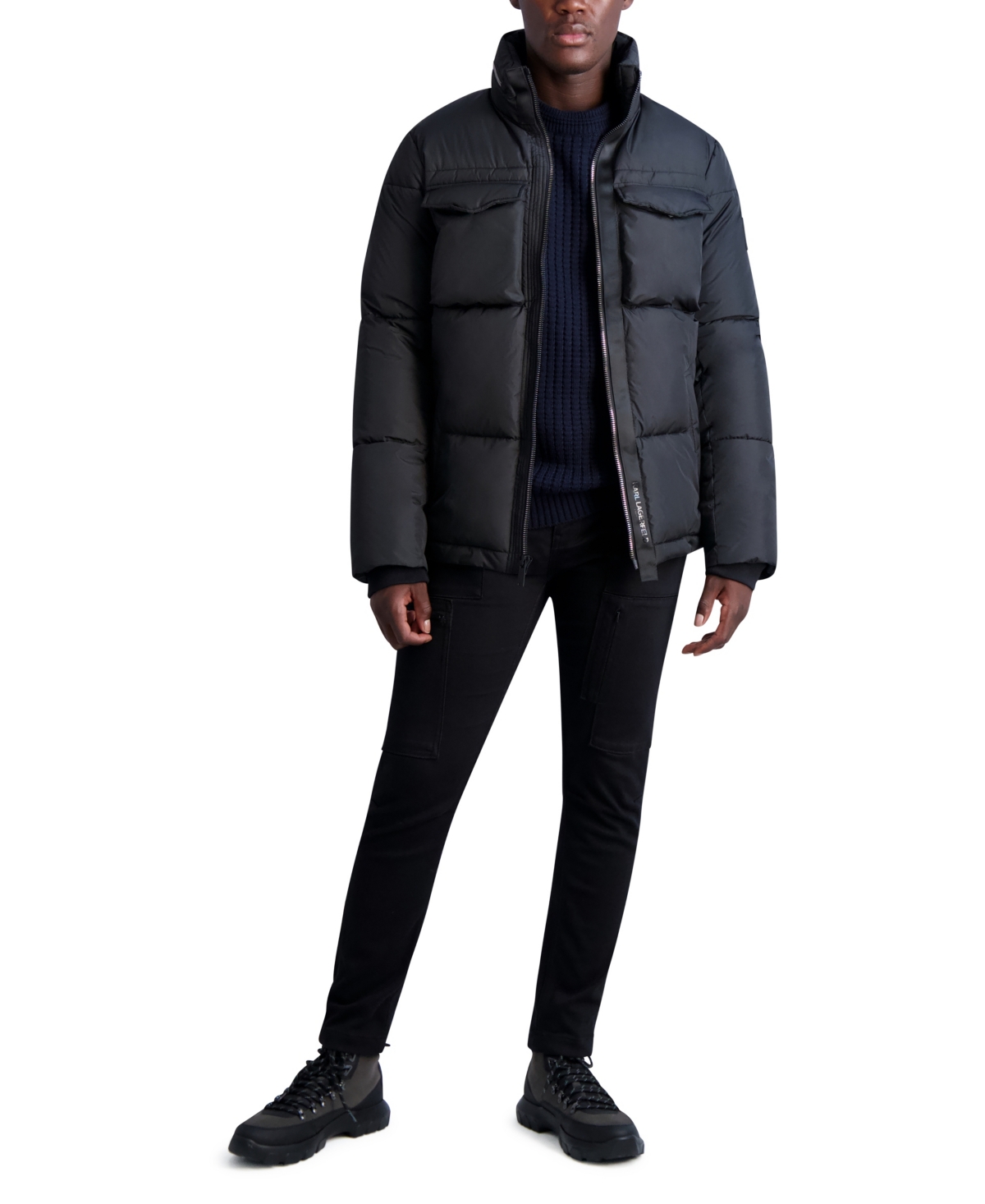 Shop Karl Lagerfeld Men's Hidden Hood Faux Down Jacket In Black