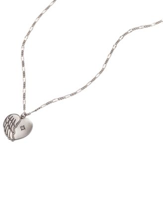 Alex and Ani - Silver-Tone Pav&eacute; Angel Wing Family Forever Heart Pendant Necklace, 20" + 2" extender