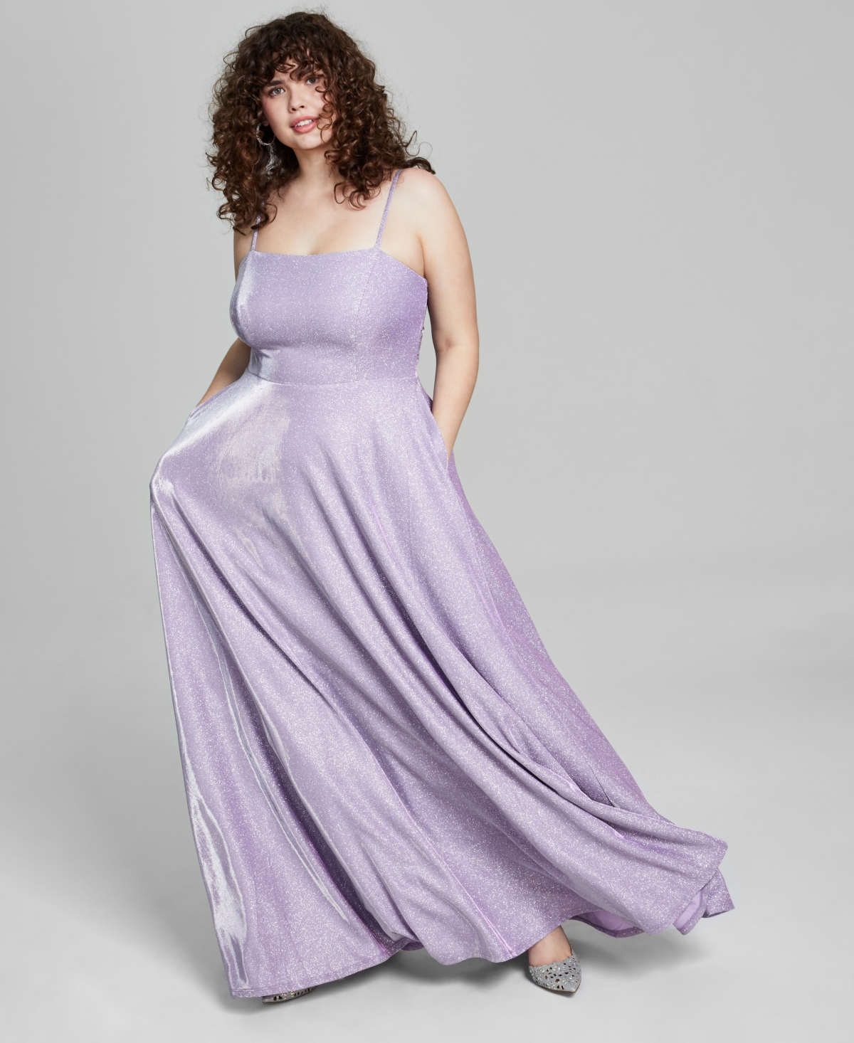 City Studios Trendy Plus Size A-line Gown In Lavender