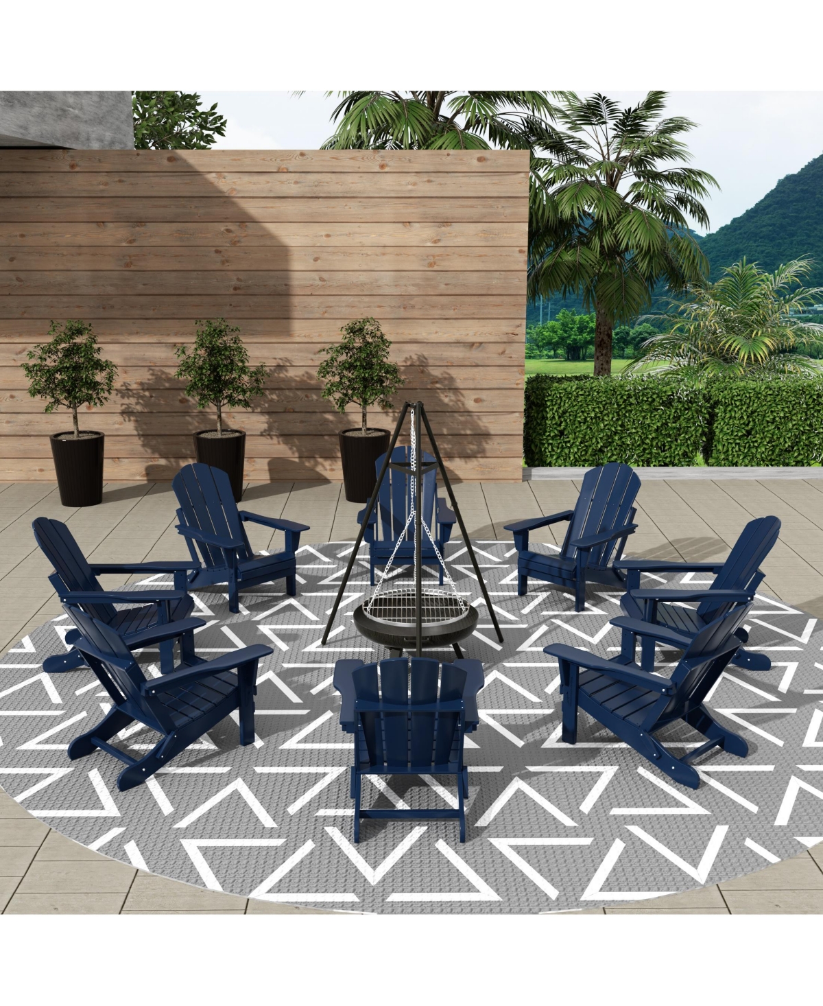 WestinTrends All-Weather Contoured Outdoor Poly Folding Adirondack Chair (Set of 8)