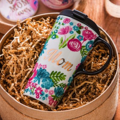 Beautiful Mom Metallic Ceramic Travel Cup with Lid - 5 x 4 x 7 Inches