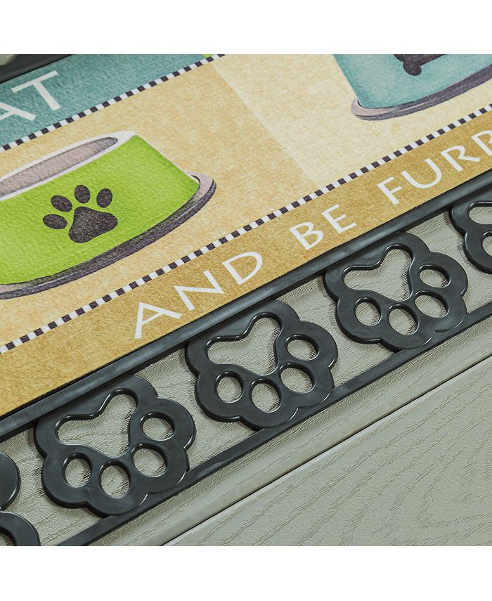 Evergreen Black Paw Prints Sassafras Floor Mat Indoor Outdoor Rubber