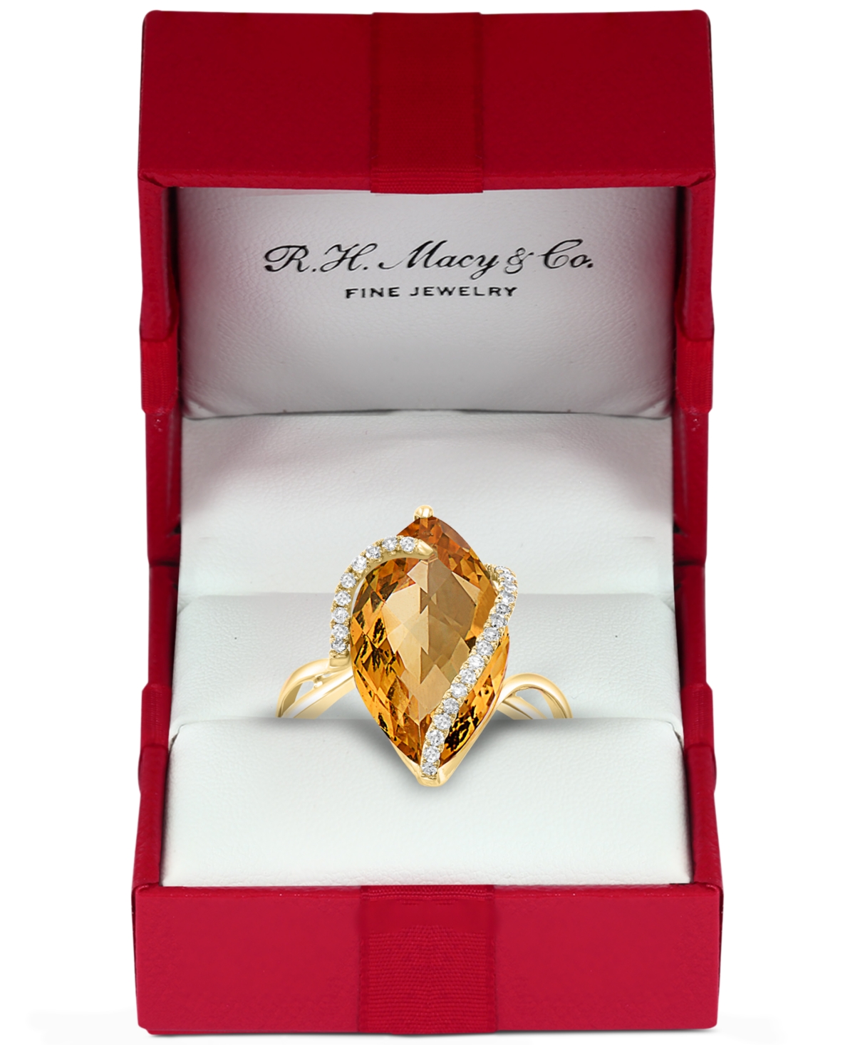 Sunset by Effy Marquise-Cut Pink Amethyst (6-7/8 ct. t.w.) and Diamond (1/8 ct. t.w.) Wrap Ring in 14k Gold (Also & London Blue Topaz) - Ci