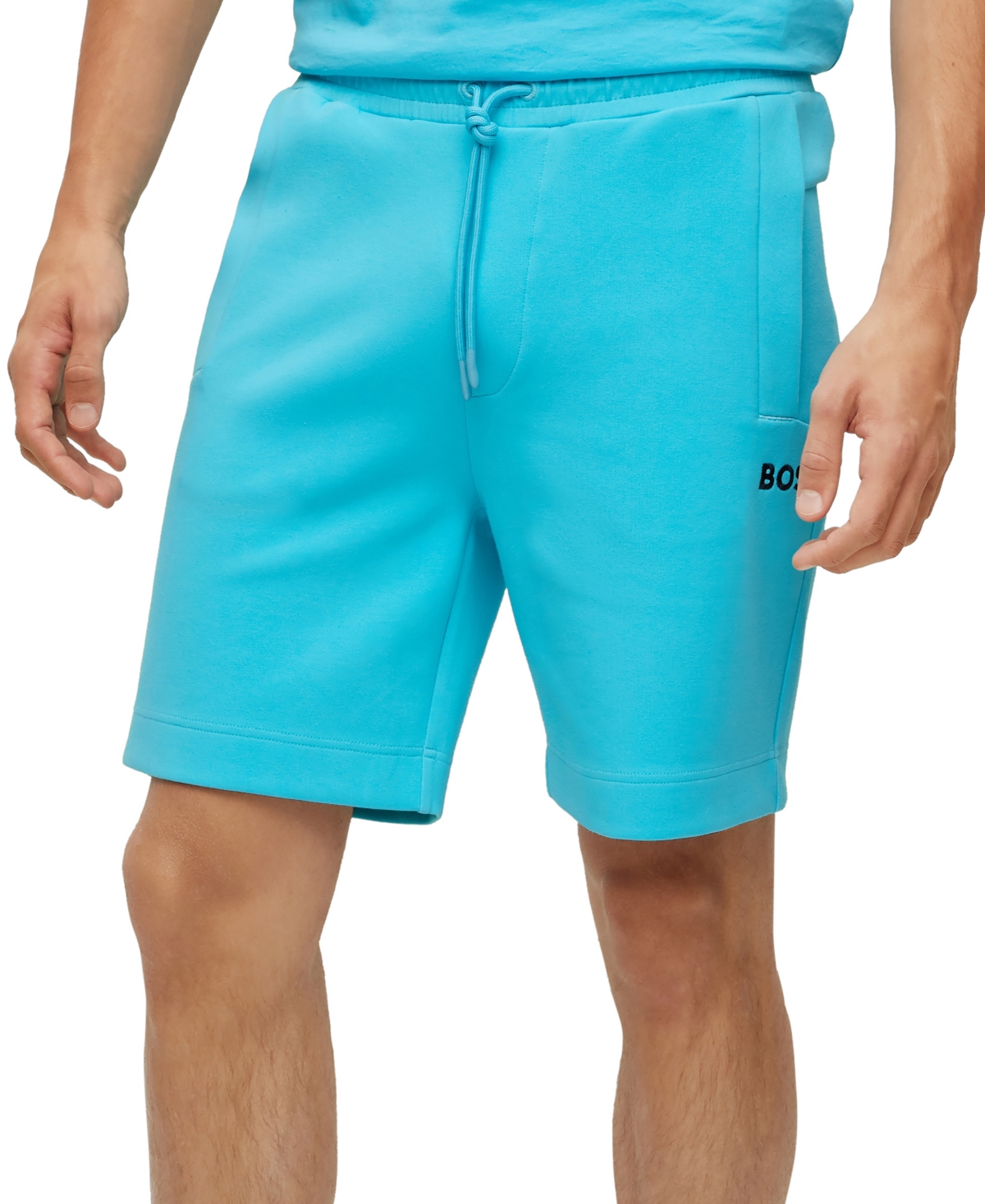 Hugo Boss Boss By  Men's Embroidered Logo Cotton-blend Regular-fit Shorts In Open Blue