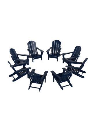 All-Weather Contoured Outdoor Poly Folding Adirondack Chair (Set of 8)