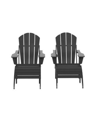 4 Piece Set Classic Folding Adirondack Chair With Footrest Ottoman