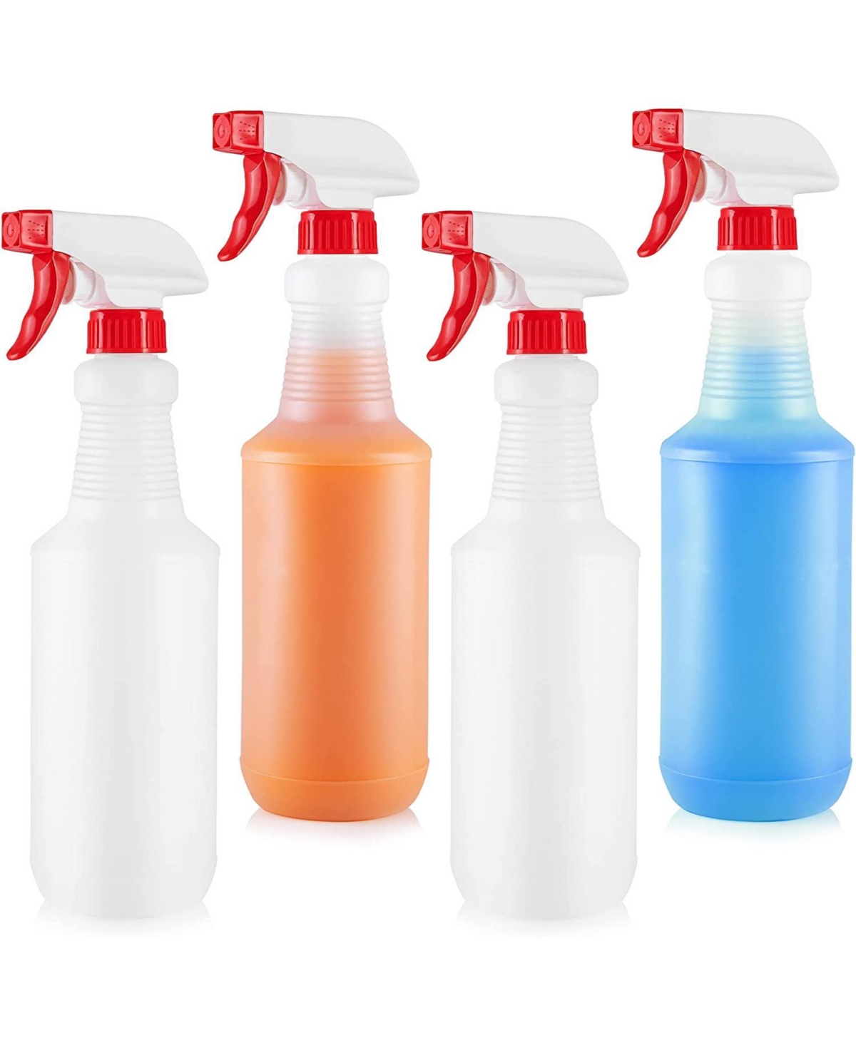4 Pc. Cleaning Spray Bottles With Adjustable Nozzle & Spring Loaded Trigger - White