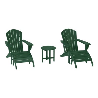 Outdoor Adirondack Chair With Ottoman And Side Table 5-Piece Set