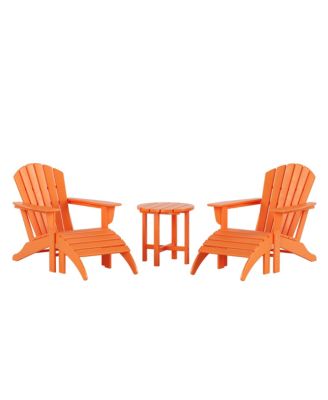 5-piece Adirondack Chairs with Ottoman Side Table Set