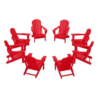 All-Weather Contoured Outdoor Poly Folding Adirondack Chair (Set of 8)