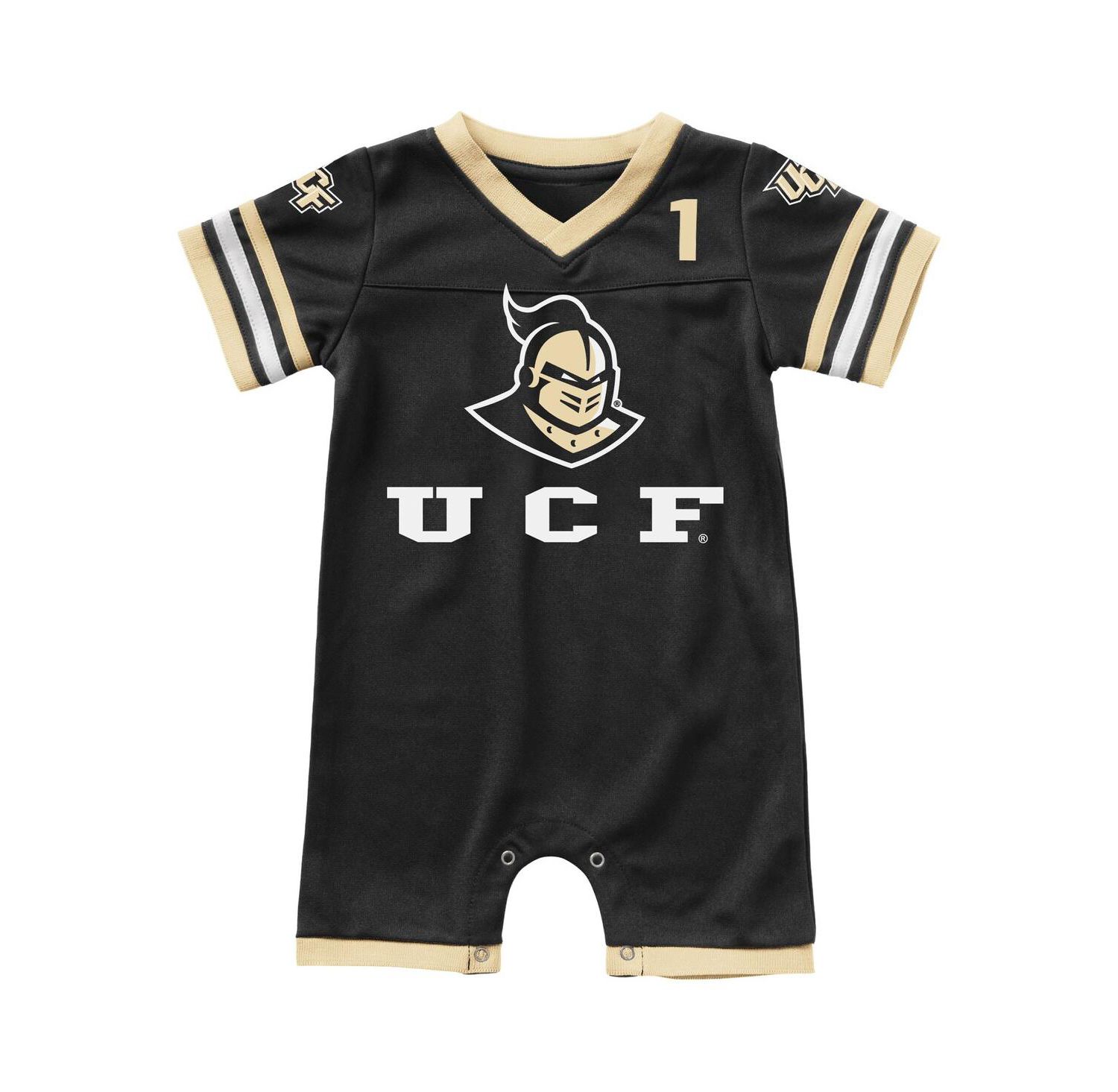 Newborn and Infant Boys and Girls Black UCF Knights Bumpo Football Romper