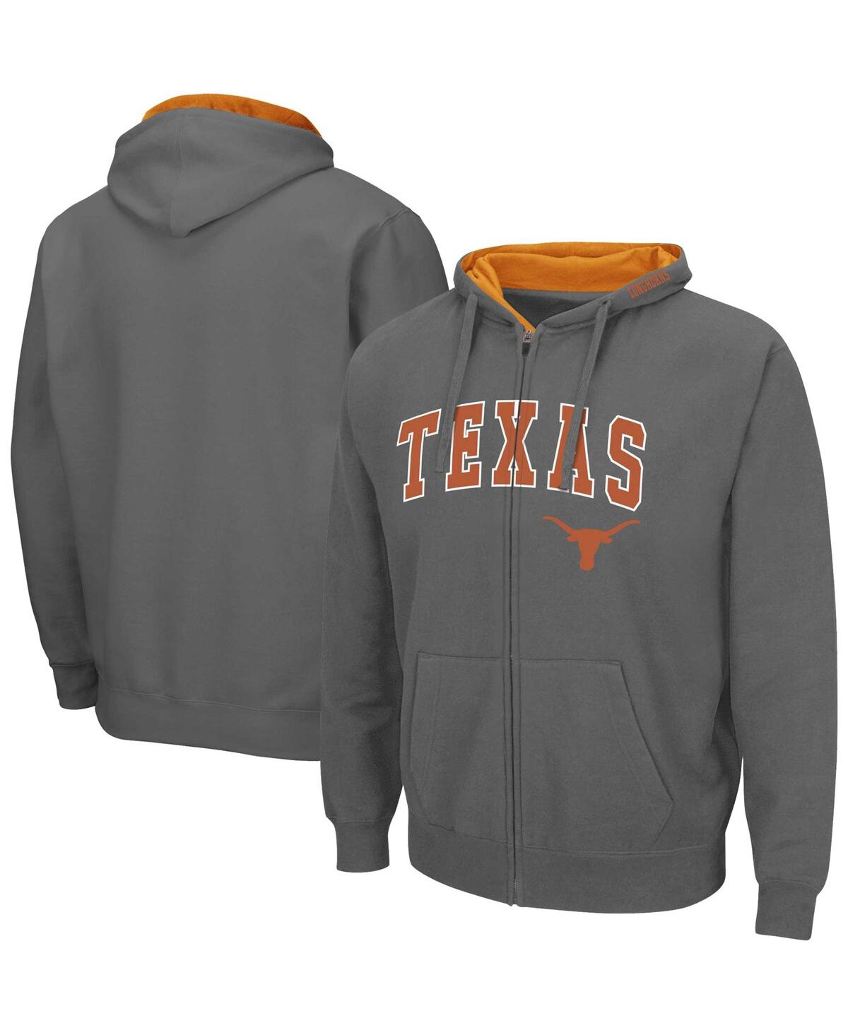 Colosseum Men's  Charcoal Texas Longhorns Arch & Team Logo 3.0 Full-zip Hoodie