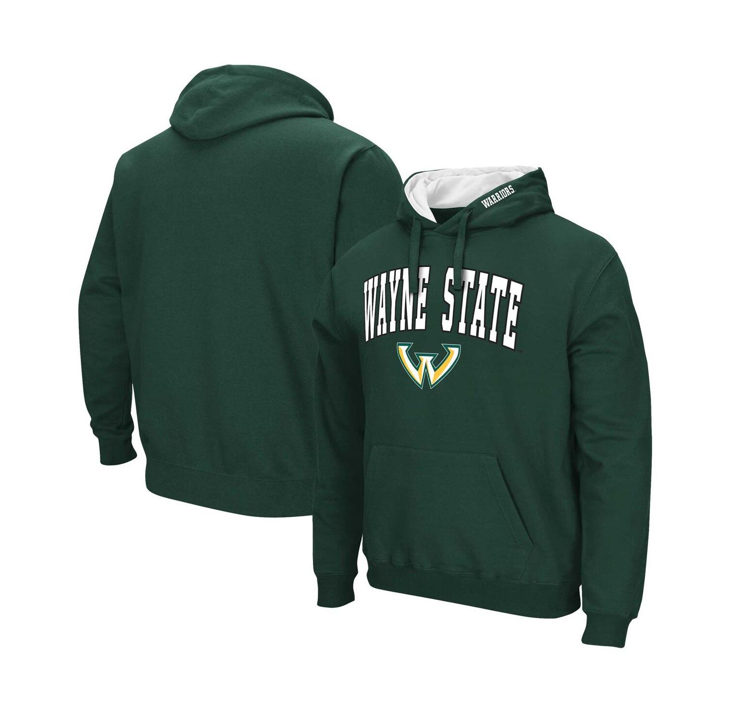 Men's Green Wayne State Warriors Arch & Logo Pullover Hoodie