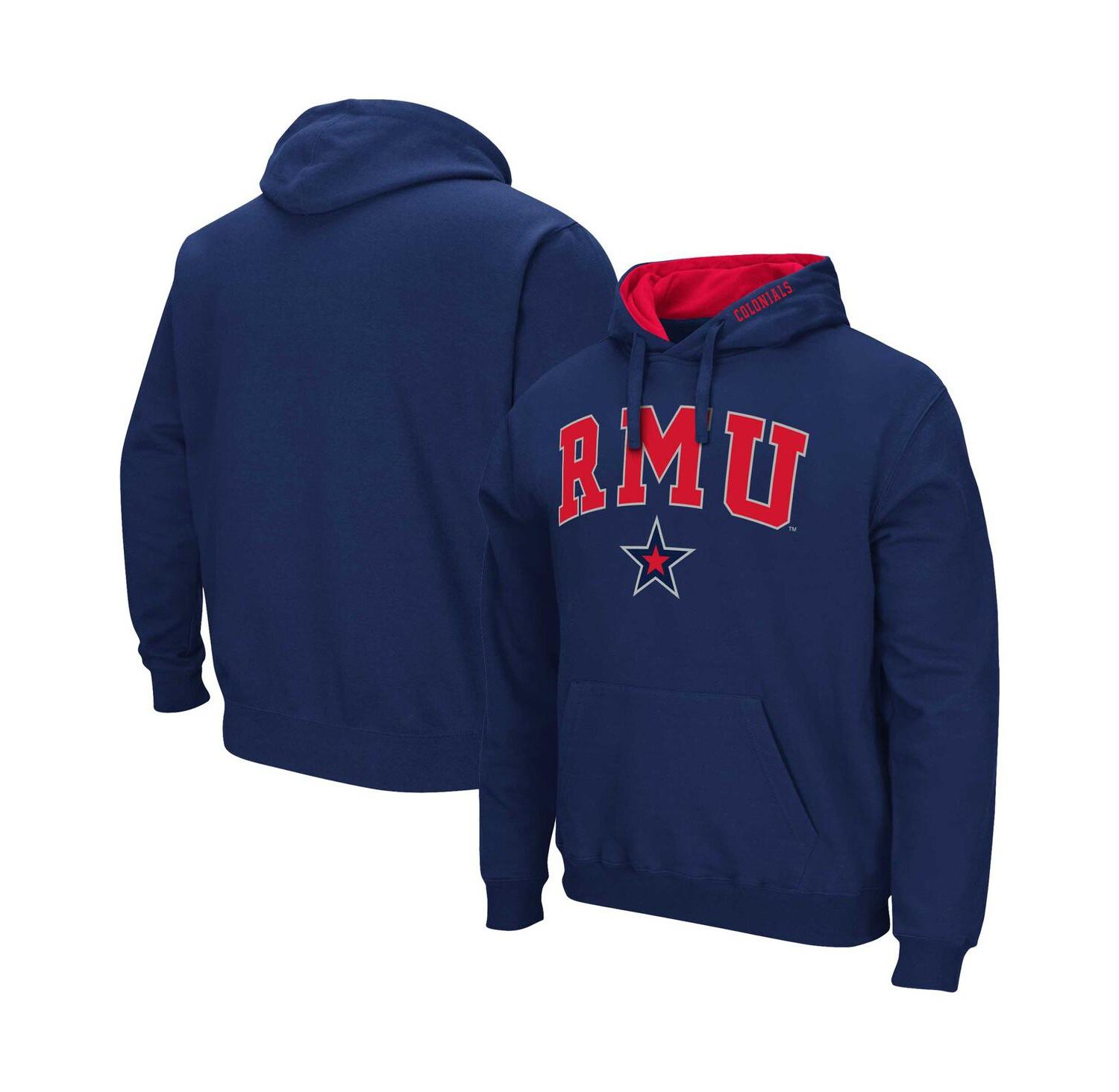 Men's Navy Robert Morris Colonials Arch & Logo Pullover Hoodie