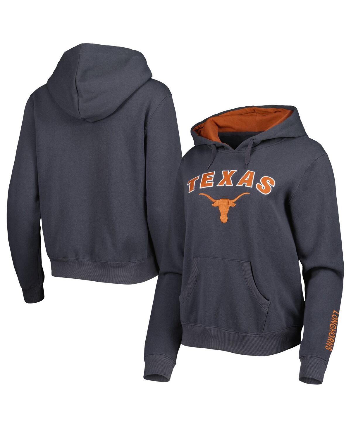 Colosseum Women's  Charcoal Texas Longhorns Arch & Logo Pullover Hoodie