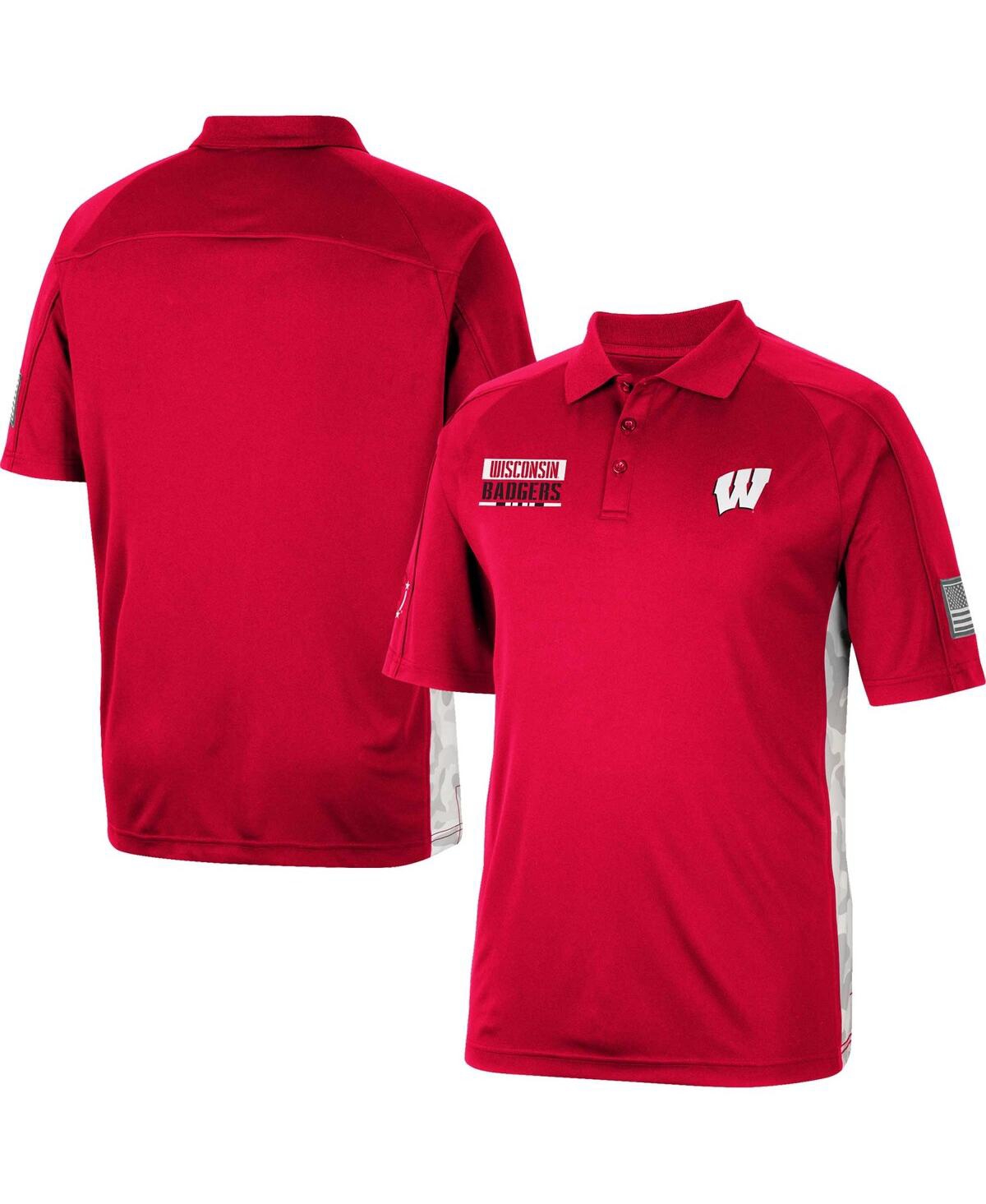 Colosseum Men's  Red Wisconsin Badgers Oht Military-inspired Appreciation Snow Camo Polo Shirt