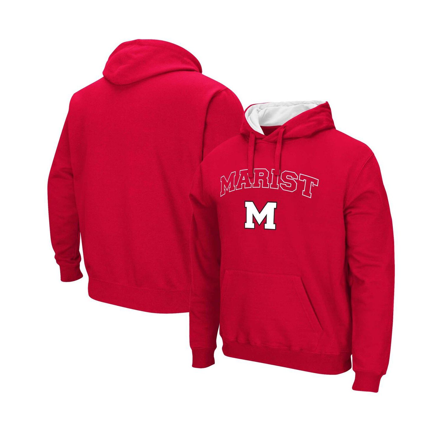 Men's Red Marist Red Foxes Arch & Logo Pullover Hoodie