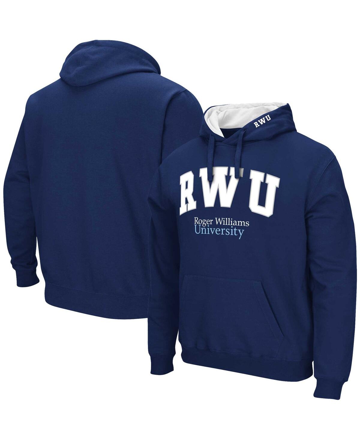 Colosseum Men's  Navy Roger Williams University Arch & Logo Pullover Hoodie In Navy