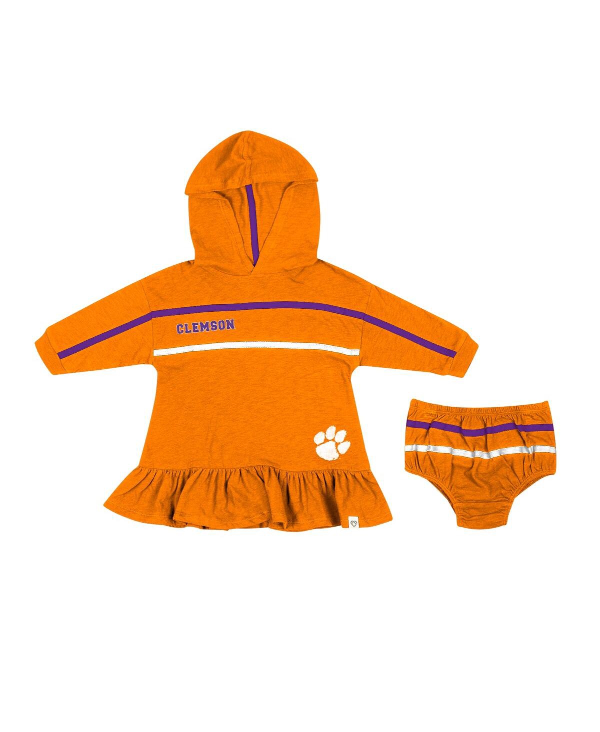 Girls Infant ColosseumClemson Tigers Winifred Hoodie Dress and Bloomer Set - Orange