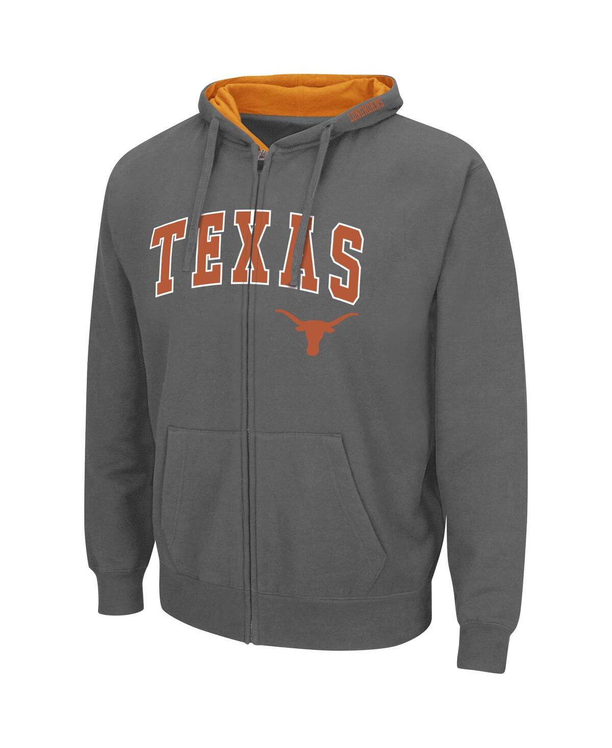 Colosseum Men's  Charcoal Texas Longhorns Arch & Team Logo 3.0 Full-zip Hoodie In Charcoal