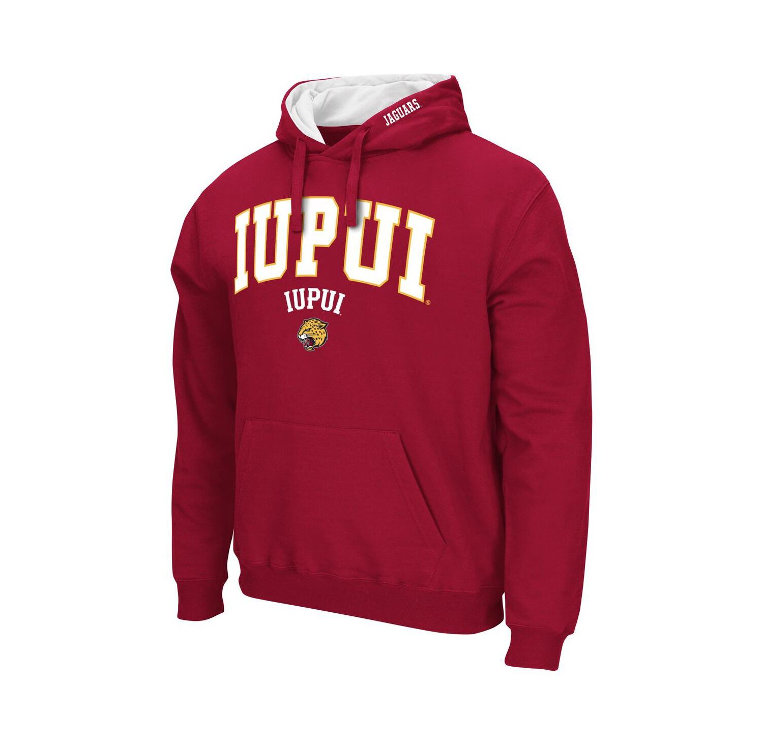 Men's Crimson IUPUI Jaguars Arch & Logo Pullover Hoodie