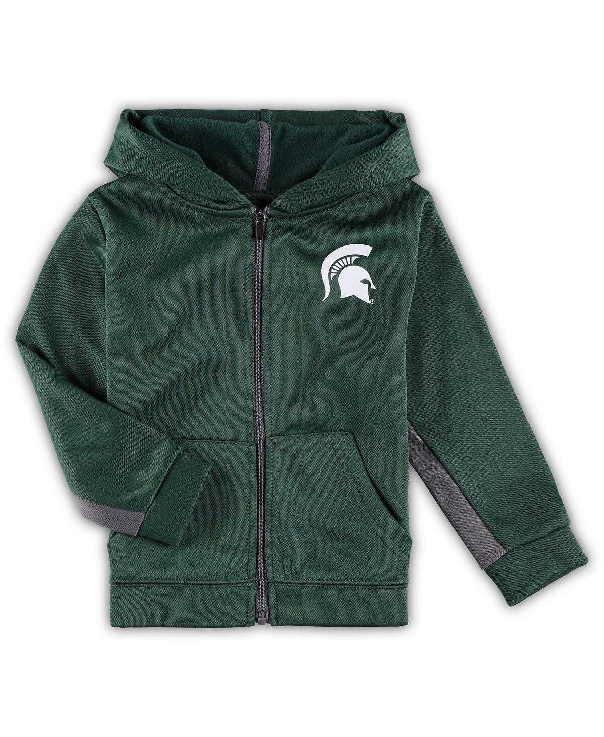 Colosseum Toddler Boys  Green, Gray Michigan State Spartans Shark Full-zip Hoodie Jacket And Pants Se In Green,gray