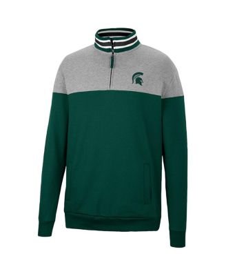 Men's Green, Heather Gray Michigan State Spartans Be the Ball Quarter-Zip Top