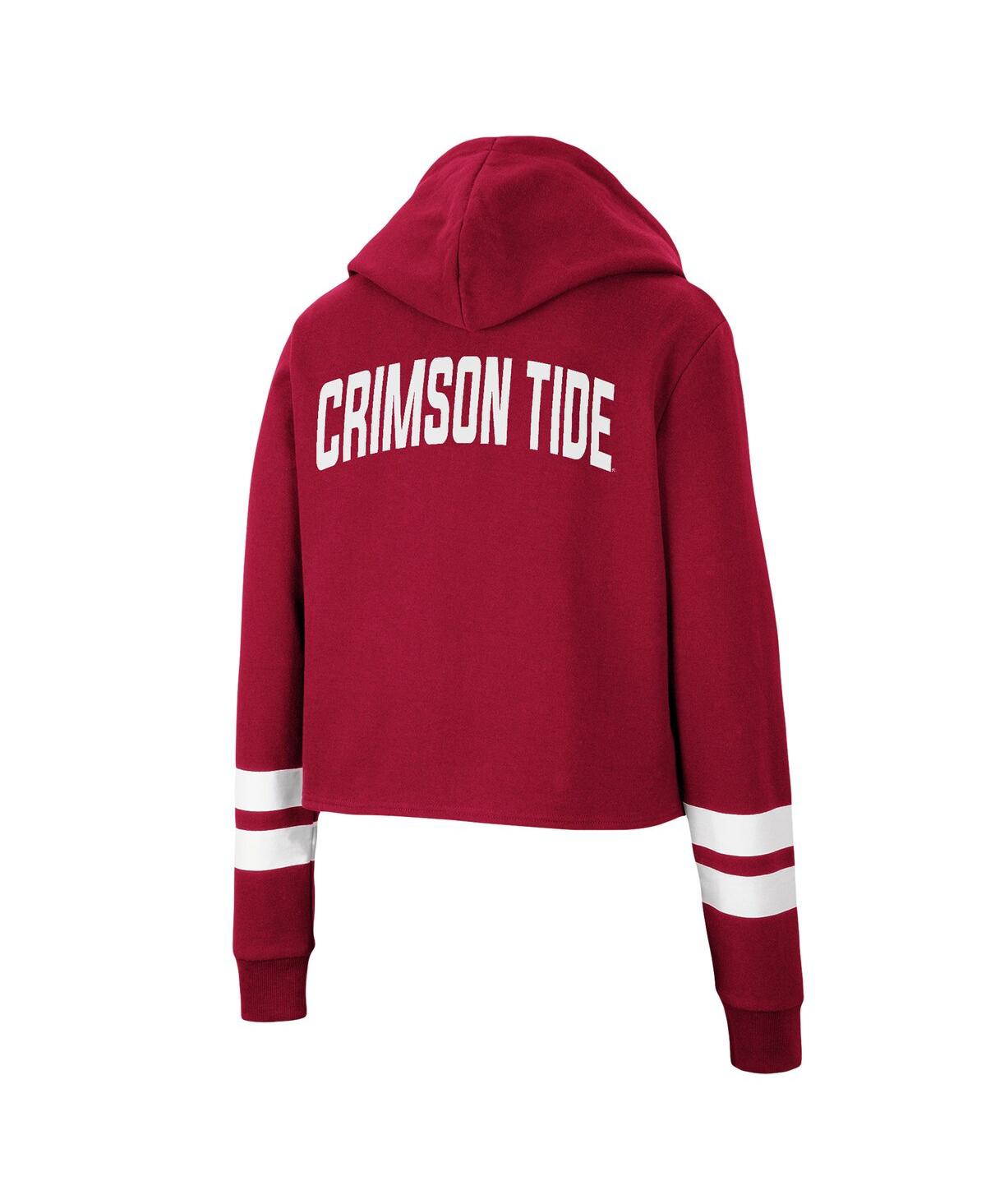 Shop Colosseum Women's  Crimson Alabama Crimson Tide Throwback Stripe Cropped Pullover Hoodie