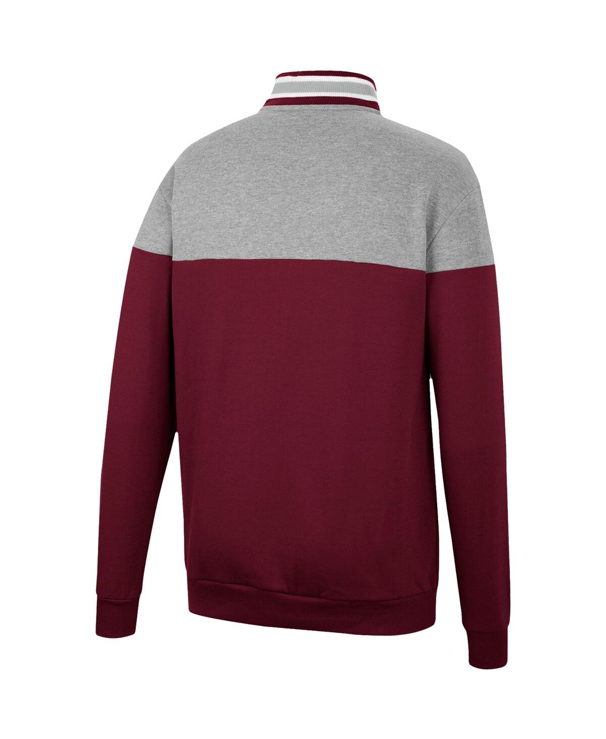 Colosseum Men's  Heathered Gray, Maroon Mississippi State Bulldogs Be The Ball Quarter-zip Top In Heathered Gray,maroon