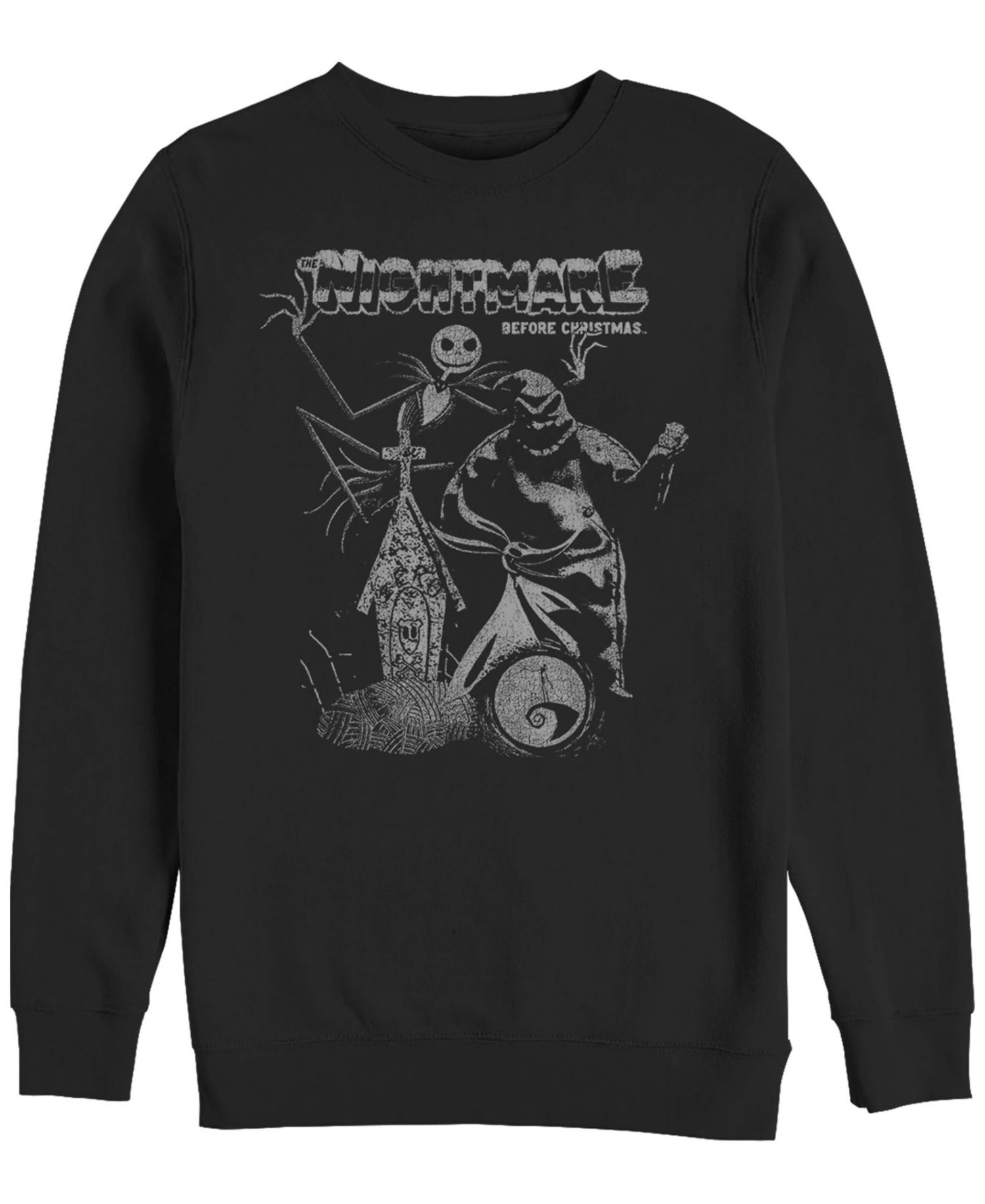 Men's Nightmare Before Christmas Vintage-like Poster Crew Fleece Pullover