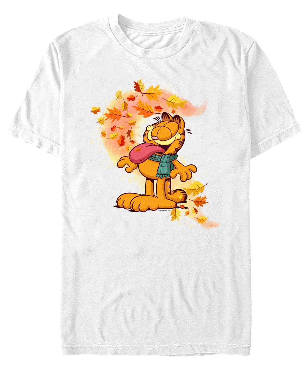 Fifth Sun Men's Garfield Autumn Leaves Short Sleeves T-shirt In White