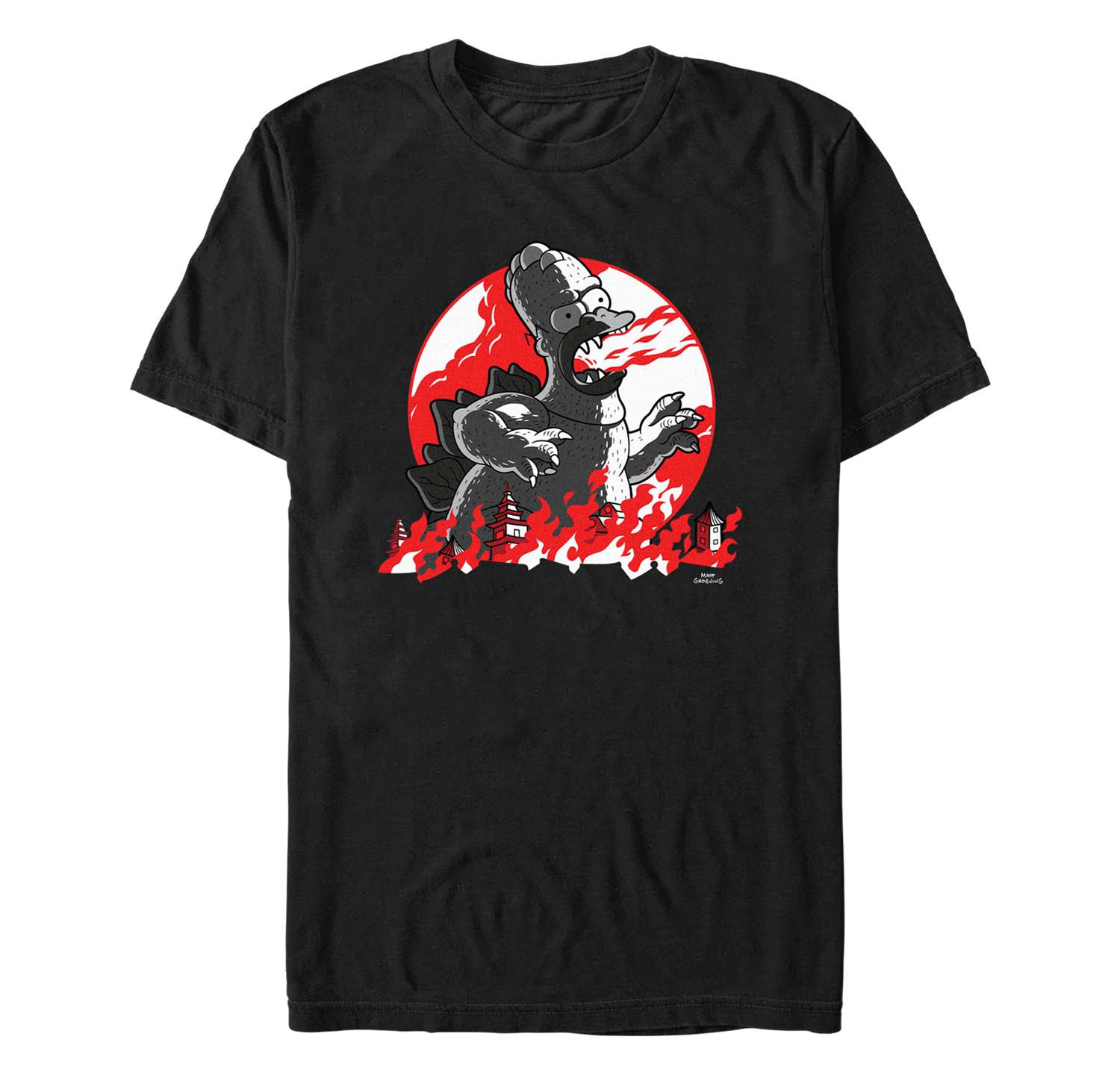 Men's The Simpsons Red Moon Godzilla Homer Short Sleeves T-shirt