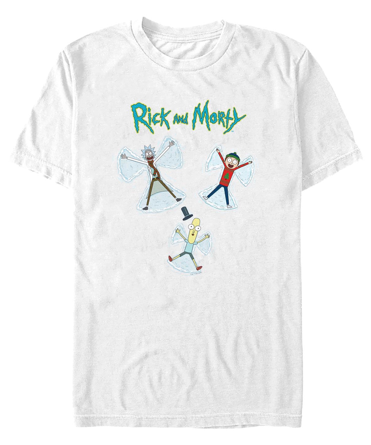 Fifth Sun Men's Rick And Morty Snow Angels Short Sleeves T-shirt In White