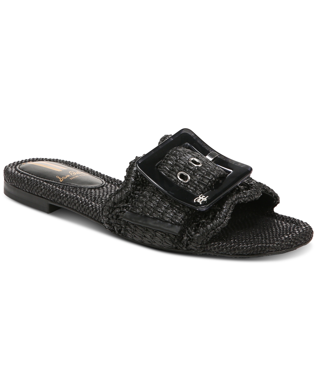 SAM EDELMAN WOMEN'S BAMBI RAFFIA BUCKLE SLIDE SANDALS