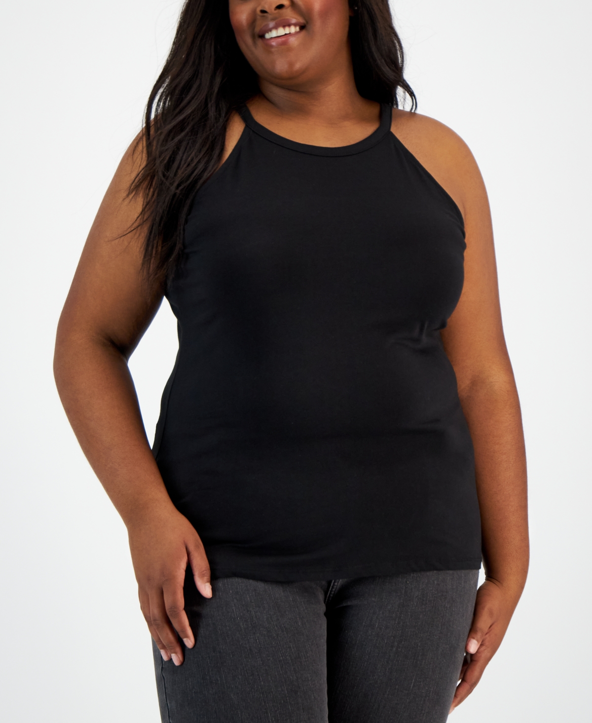 Trendy Plus Size Halter Tank Top - Chinese Red