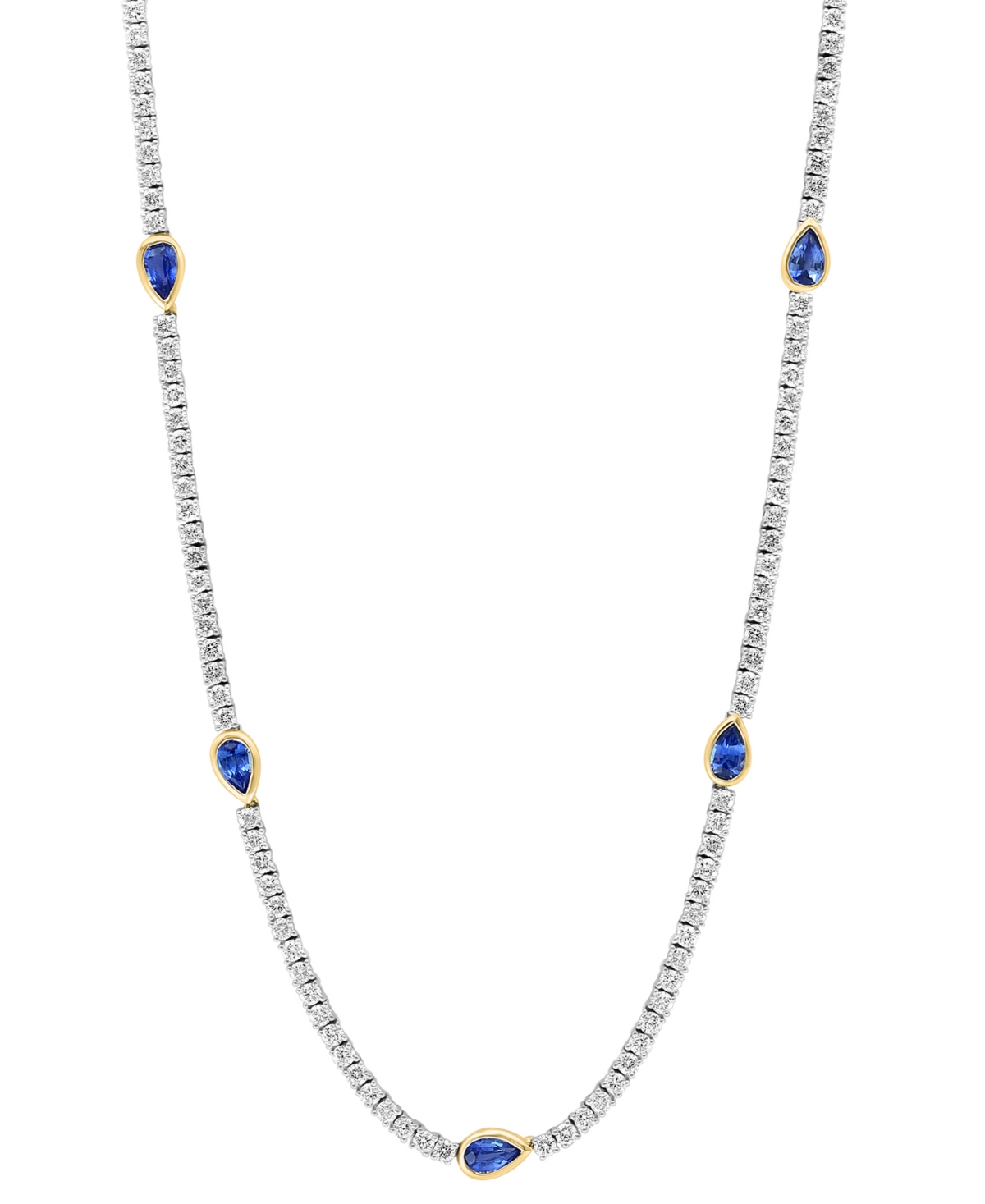 Effy Collection Effy Sapphire (7/8 Ct. T.w.) & Diamond (4 Ct. T.w.) 18" Collar Necklace In 14k Two-tone Gold