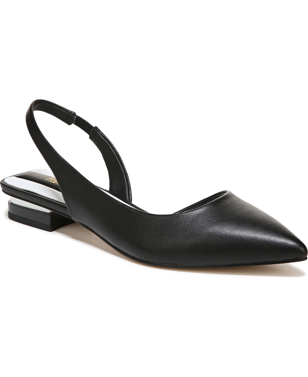 Franco Sarto Tyra Pointed Toe Slingback Flat In Black Leather