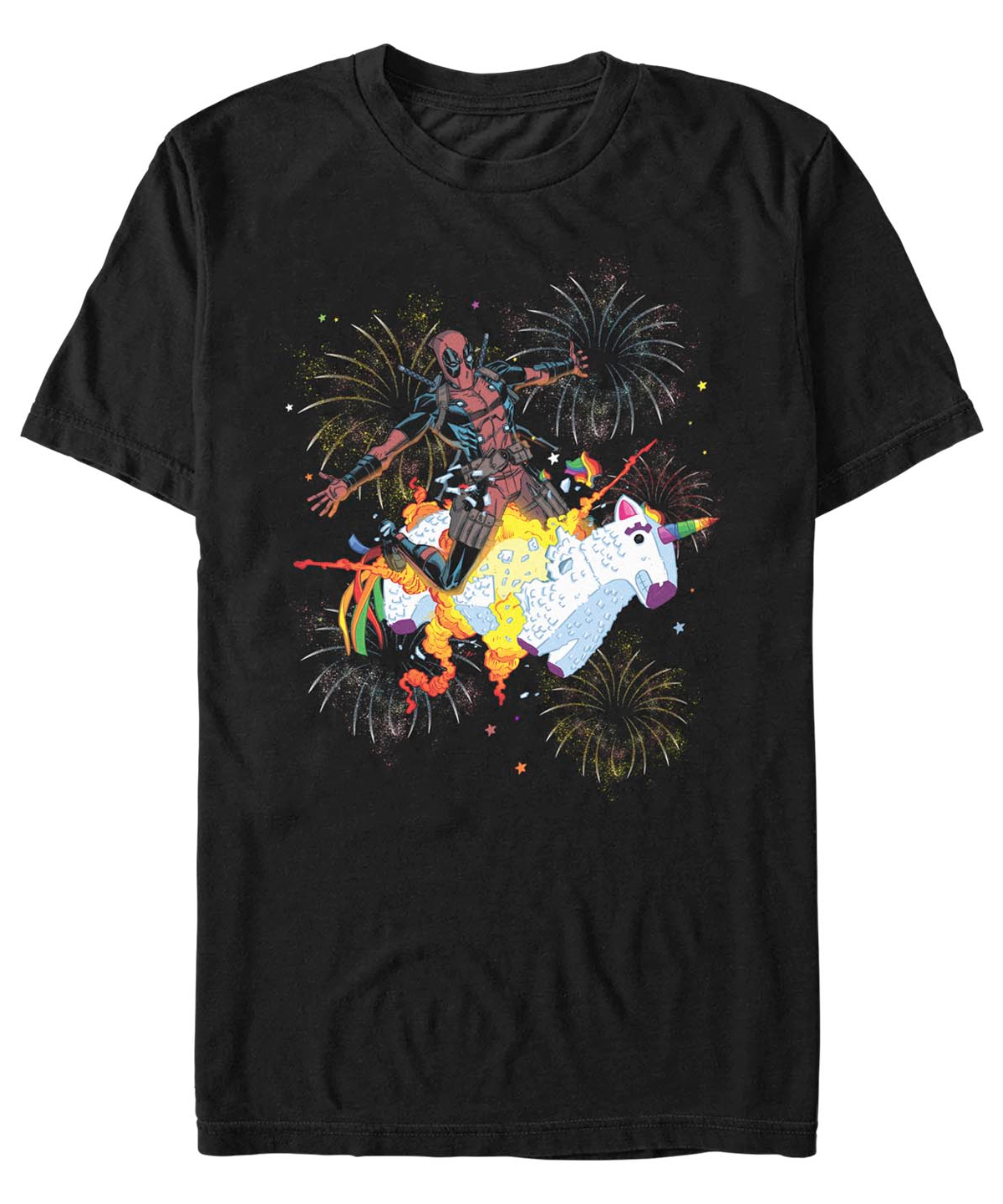 Fifth Sun Men's Unicorn Fireworks Short Sleeve T-shirt In Black
