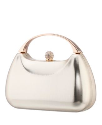 Women's Metallic Minaudiere bag with Metal Handle