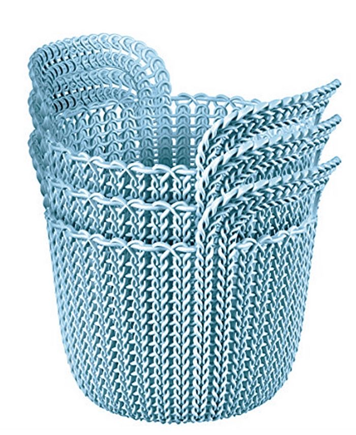 Keter 231981 Knit Round X-Small 3-Piece Basket Set, Extra, Misty Blue ...