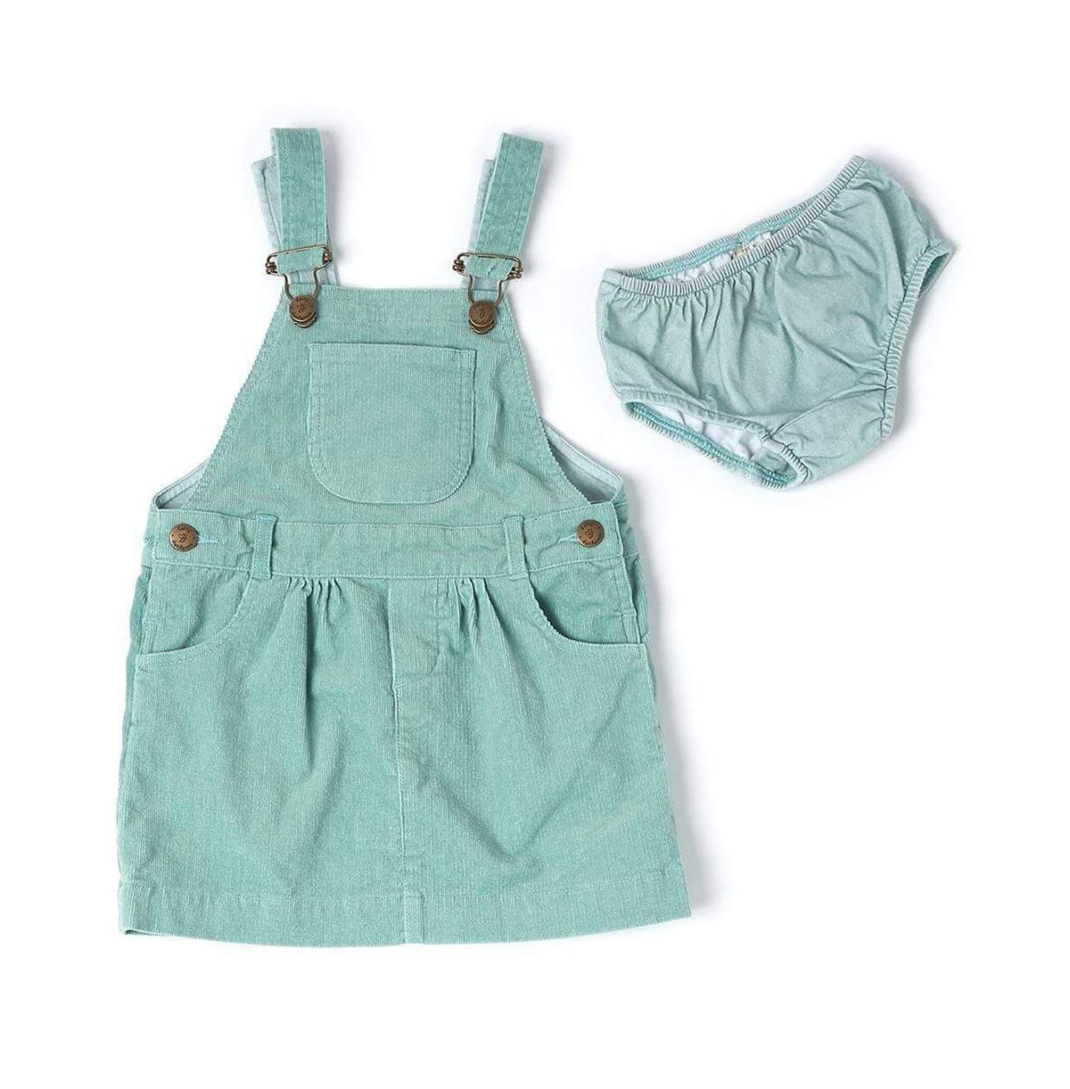 Dotty Dungarees Toddler Girl Cord Overall Dress In Mint