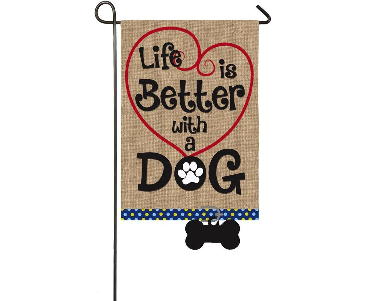 Flag Life is Better with Dog Garden Burlap Flag - Multicolored