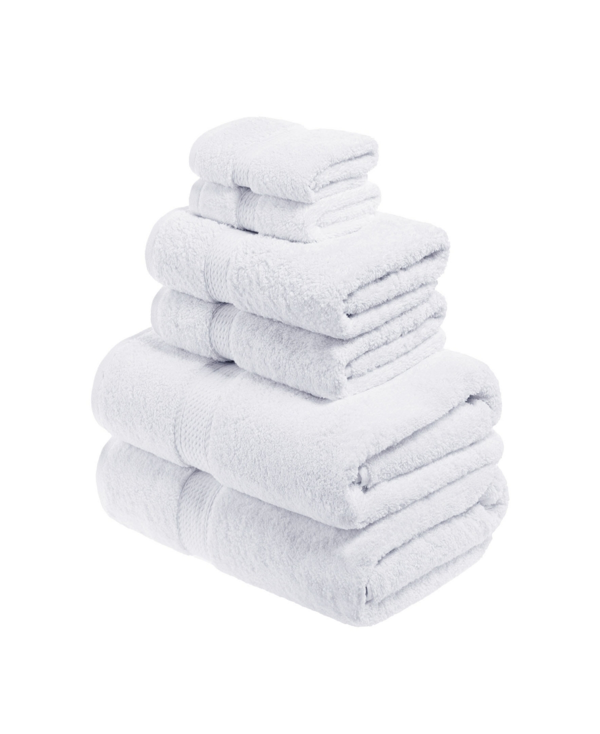 Superior Highly Absorbent 6 Piece Egyptian Cotton Ultra Plush Solid Assorted Bath Towel Set Bedding In White